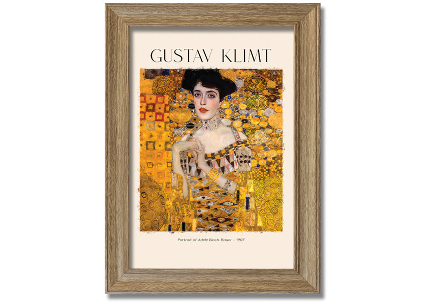 Portrait Of Adele Bloch-Bauer by Gustav Klimt, a stunning canvas print mounted on a box frame, showcasing intricate details and vibrant colors.