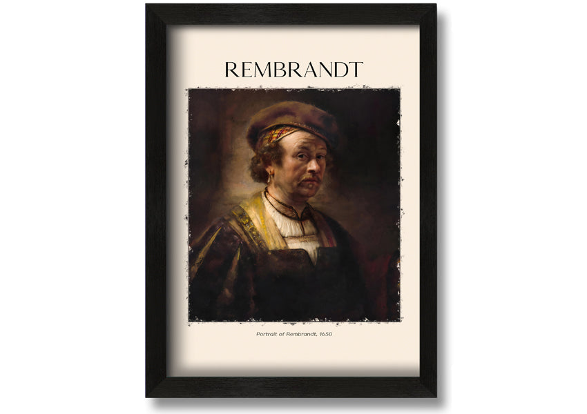 Portrait of Rembrandt, 1650, printed on coated polyester canvas, mounted on a 44mm box frame, ready to hang.