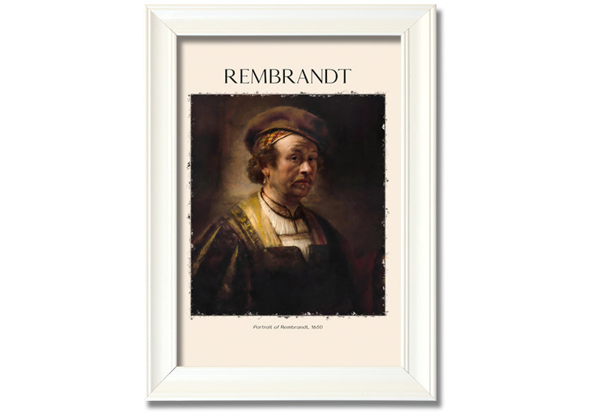 Portrait of Rembrandt, 1650, printed on coated polyester canvas, mounted on a 44mm box frame, ready to hang.