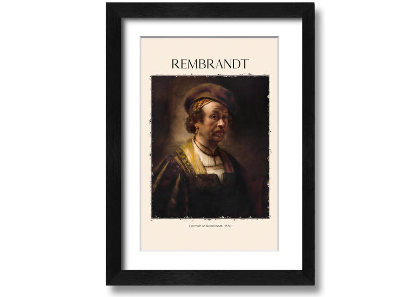 Portrait of Rembrandt, 1650, printed on coated polyester canvas, mounted on a 44mm box frame, ready to hang.