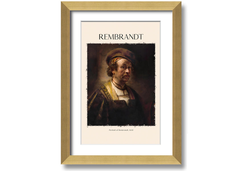 Portrait of Rembrandt, 1650, printed on coated polyester canvas, mounted on a 44mm box frame, ready to hang.