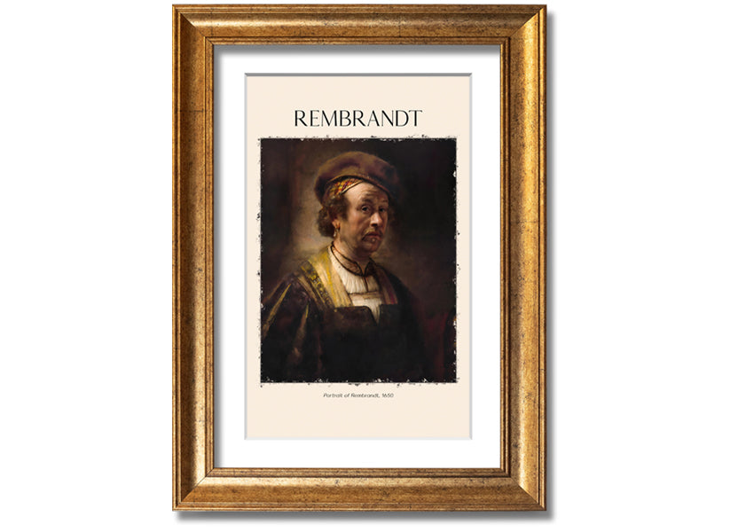 Portrait of Rembrandt, 1650, printed on coated polyester canvas, mounted on a 44mm box frame, ready to hang.