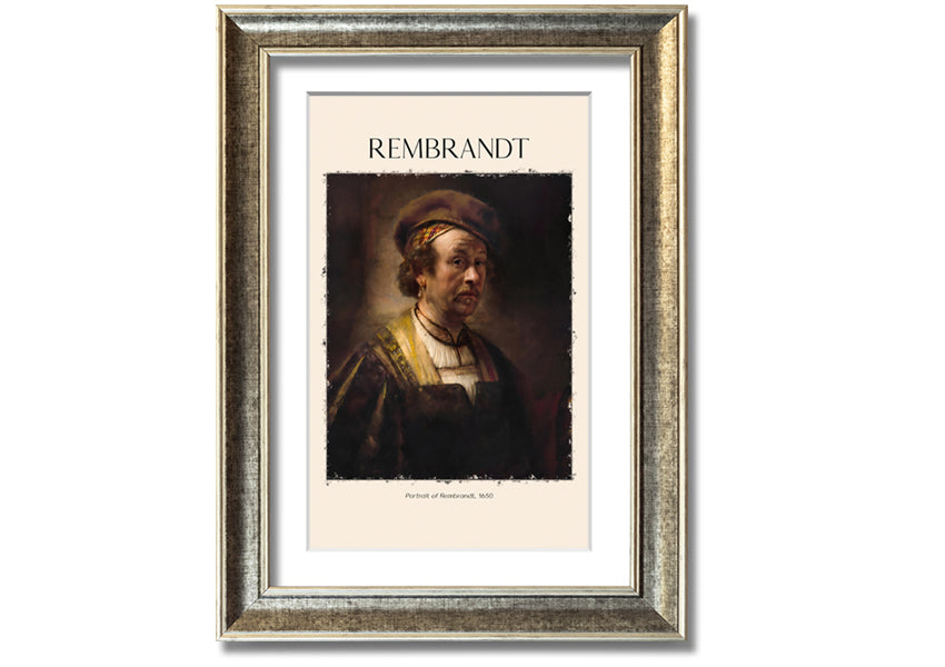 Portrait of Rembrandt, 1650, printed on coated polyester canvas, mounted on a 44mm box frame, ready to hang.