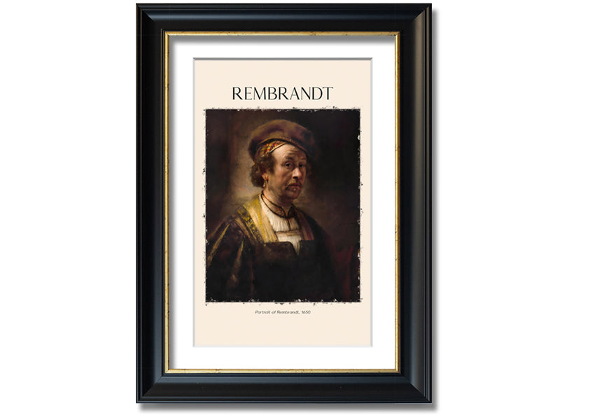 Portrait of Rembrandt, 1650, printed on coated polyester canvas, mounted on a 44mm box frame, ready to hang.