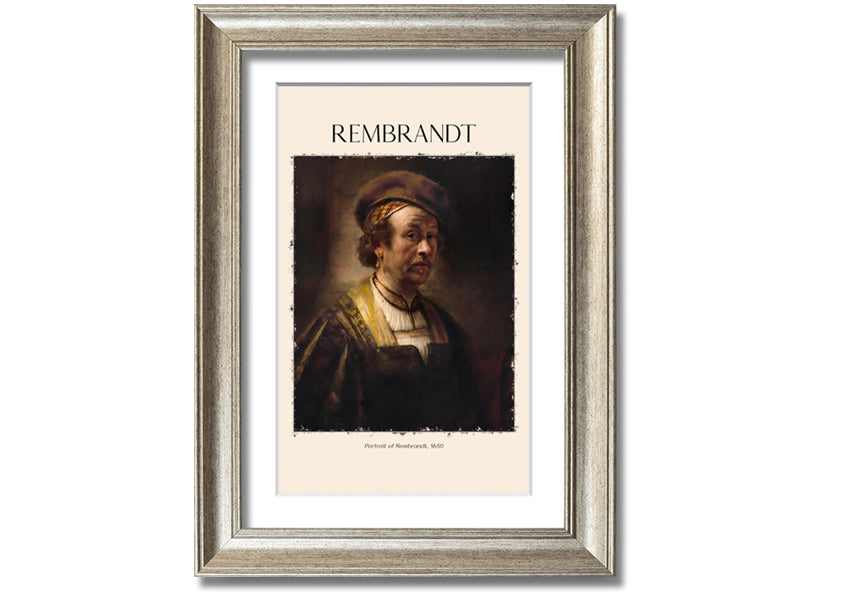 Portrait of Rembrandt, 1650, printed on coated polyester canvas, mounted on a 44mm box frame, ready to hang.