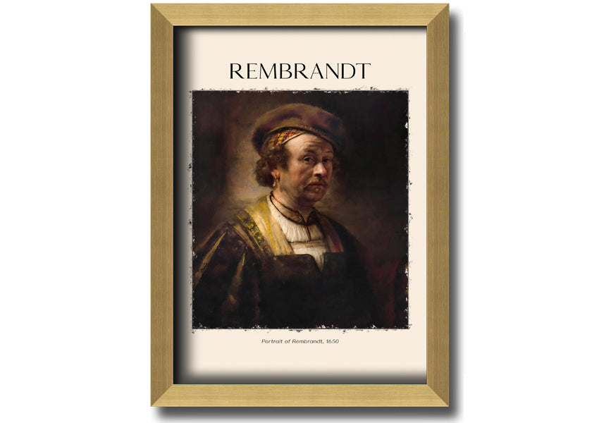 Portrait of Rembrandt, 1650, printed on coated polyester canvas, mounted on a 44mm box frame, ready to hang.