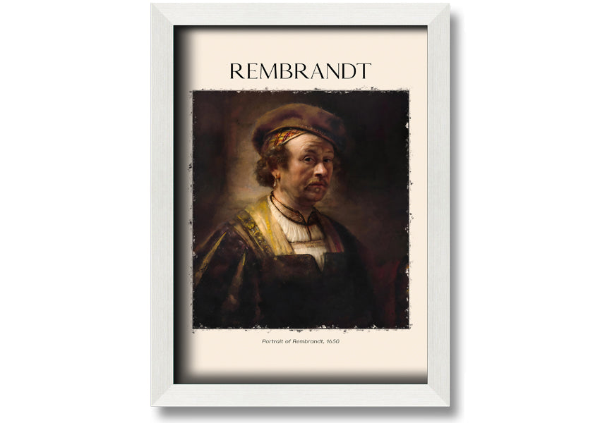 Portrait of Rembrandt, 1650, printed on coated polyester canvas, mounted on a 44mm box frame, ready to hang.