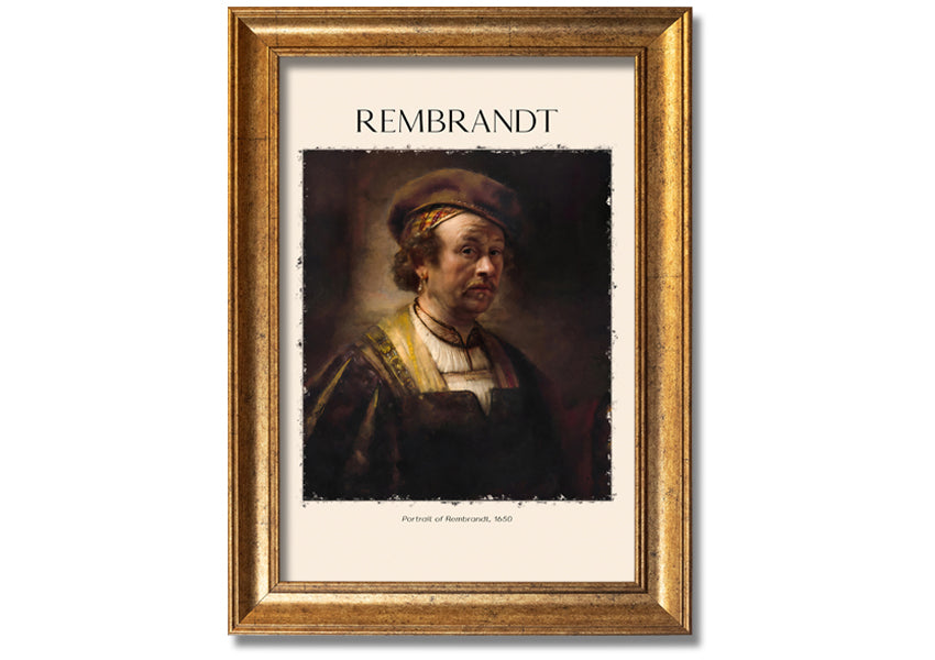 Portrait of Rembrandt, 1650, printed on coated polyester canvas, mounted on a 44mm box frame, ready to hang.