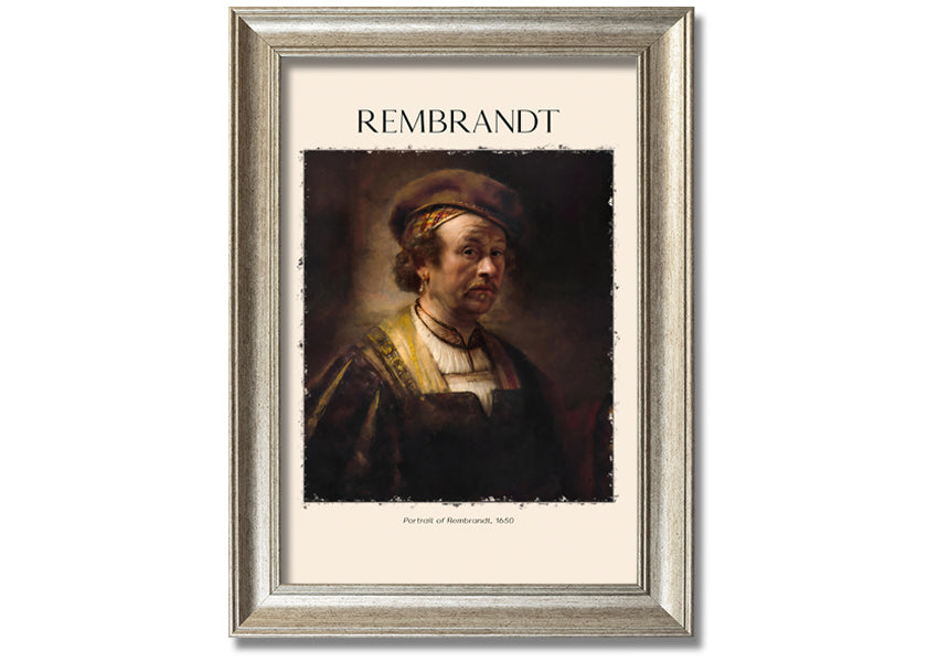 Portrait of Rembrandt, 1650, printed on coated polyester canvas, mounted on a 44mm box frame, ready to hang.