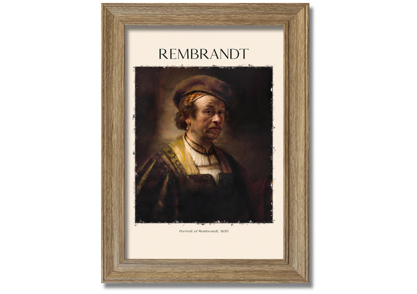 Portrait of Rembrandt, 1650, printed on coated polyester canvas, mounted on a 44mm box frame, ready to hang.