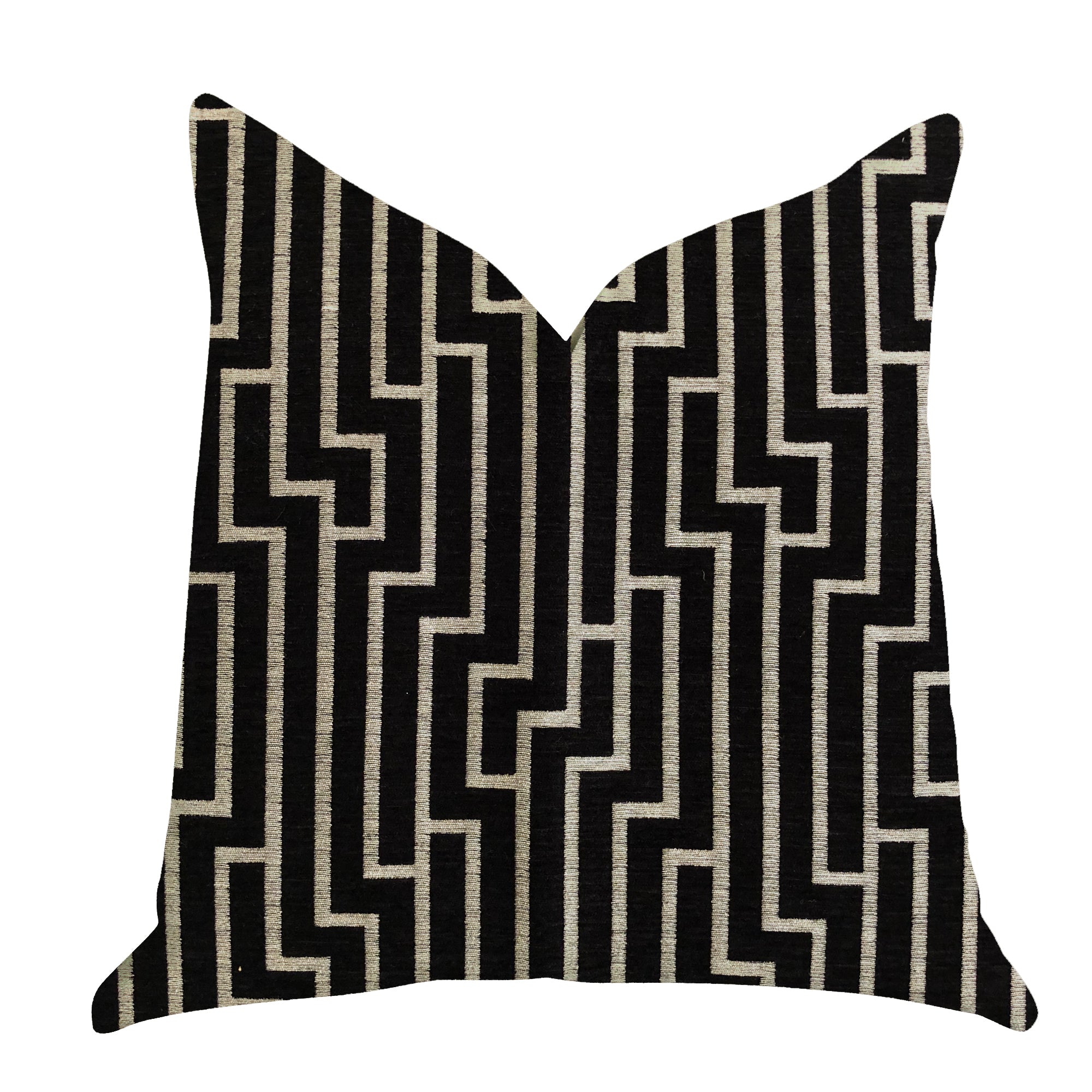 Posh Lady Black and Beige Tones Luxury Throw Pillow showcasing elegant design and high-quality fabric.