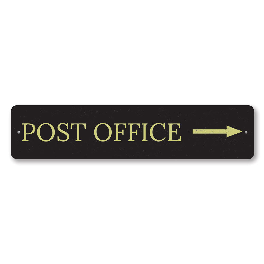 Customizable Post Office Sign made from high-quality aluminum, featuring pre-drilled holes for easy mounting.