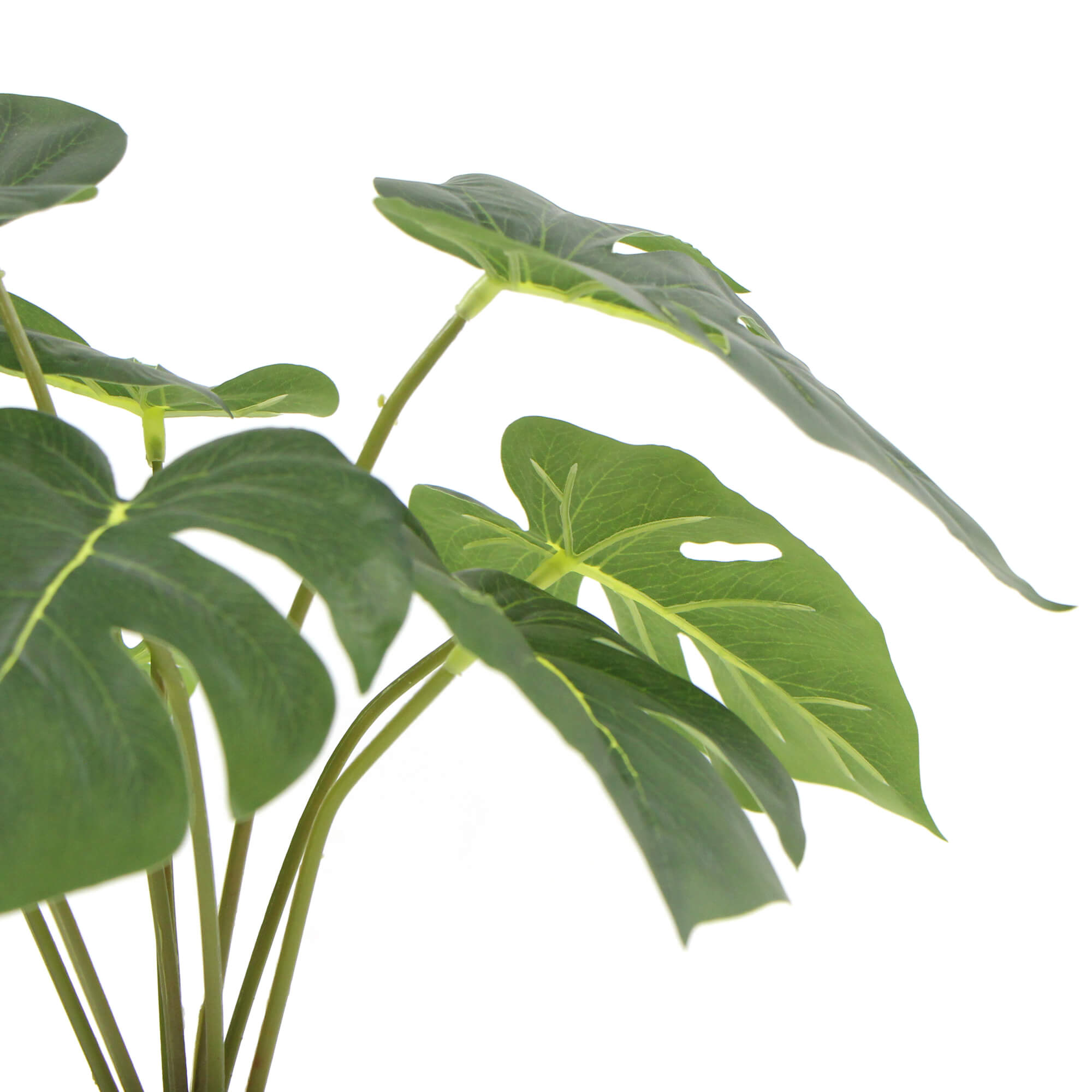 Potted Artificial Split Philodendron Plant with realistic leaves in a stylish white pot, measuring 40cm tall.