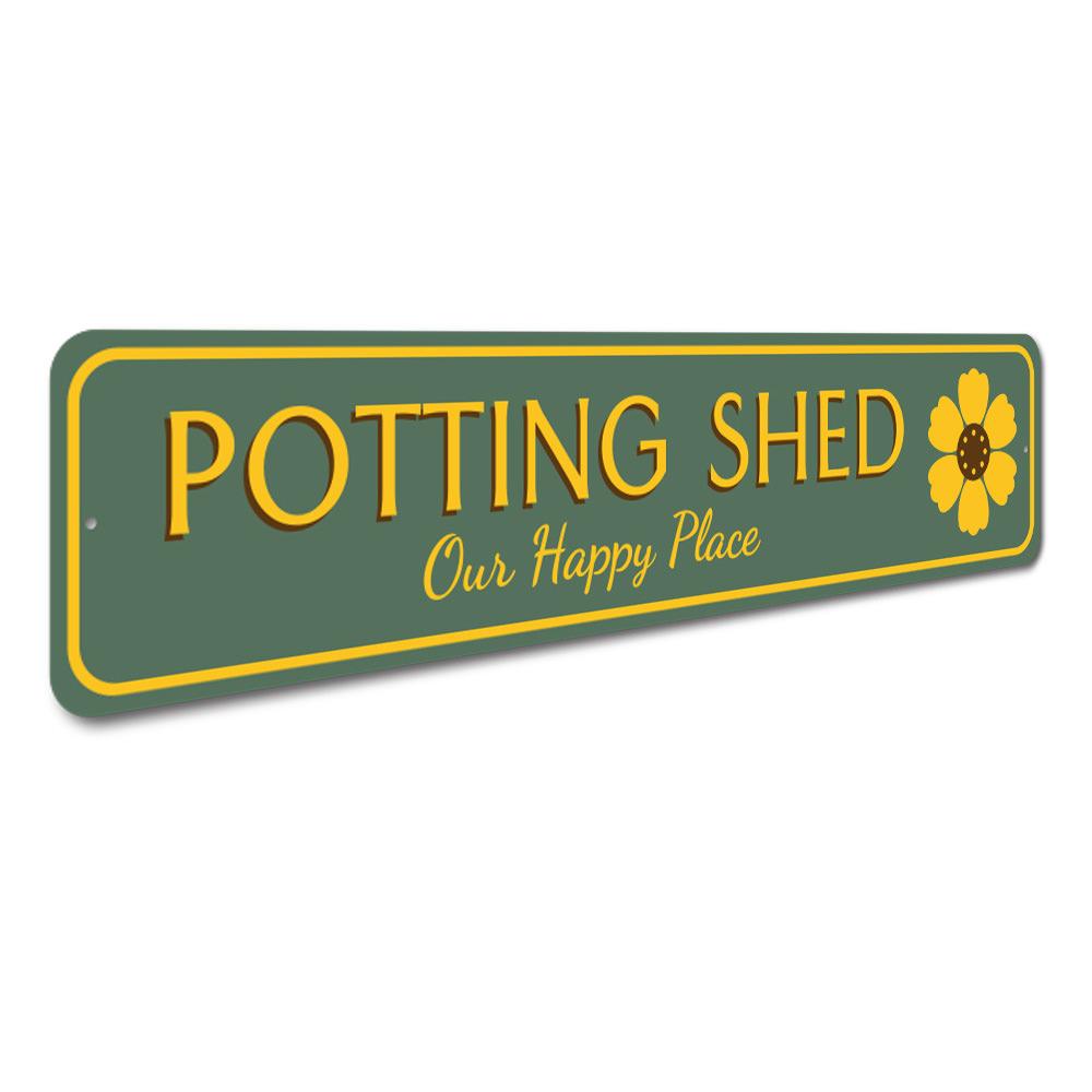 Customizable Potting Shed Sign made of high-quality aluminum, perfect for outdoor garden decor.