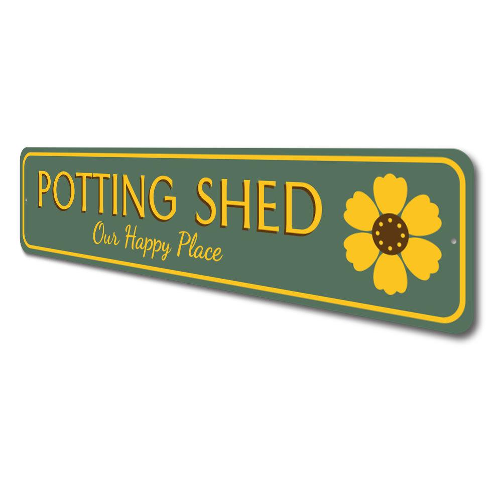 Customizable Potting Shed Sign made of high-quality aluminum, perfect for outdoor garden decor.