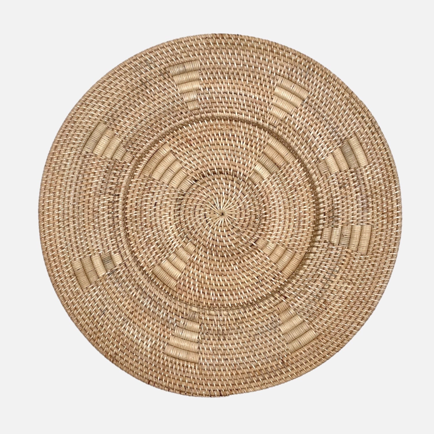 Handmade 50cm rattan wall decoration featuring intricate weaving patterns, perfect for boho decor.