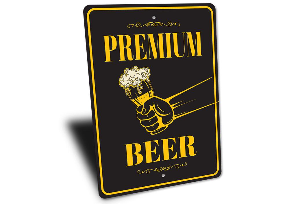 Premium Beer Sign made of high-quality aluminum, featuring customizable text and pre-drilled holes for easy mounting.