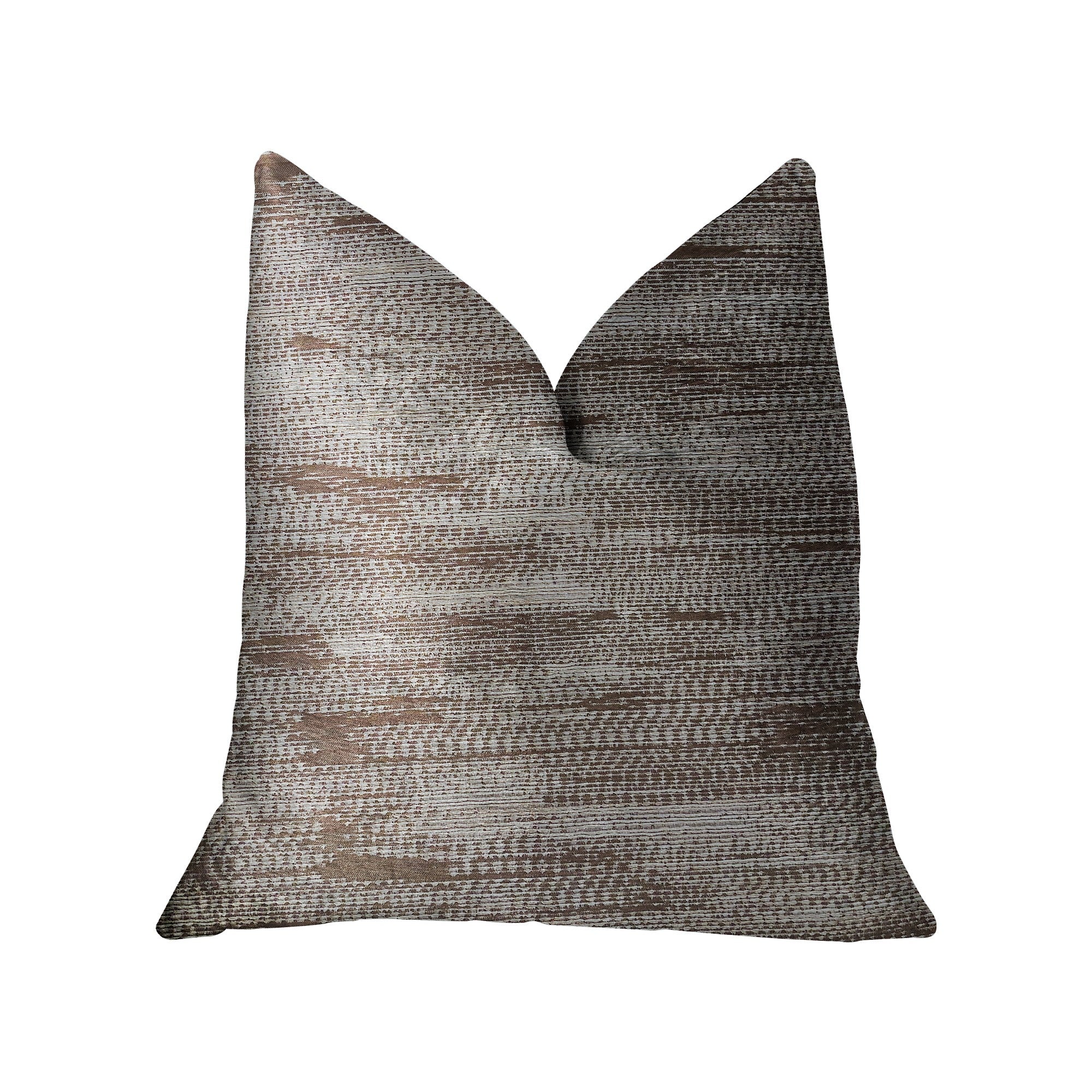 Pretty Oasis Brown Luxury Throw Pillow featuring a dobby pattern, handmade in the USA with a luxurious brown polyester fabric.