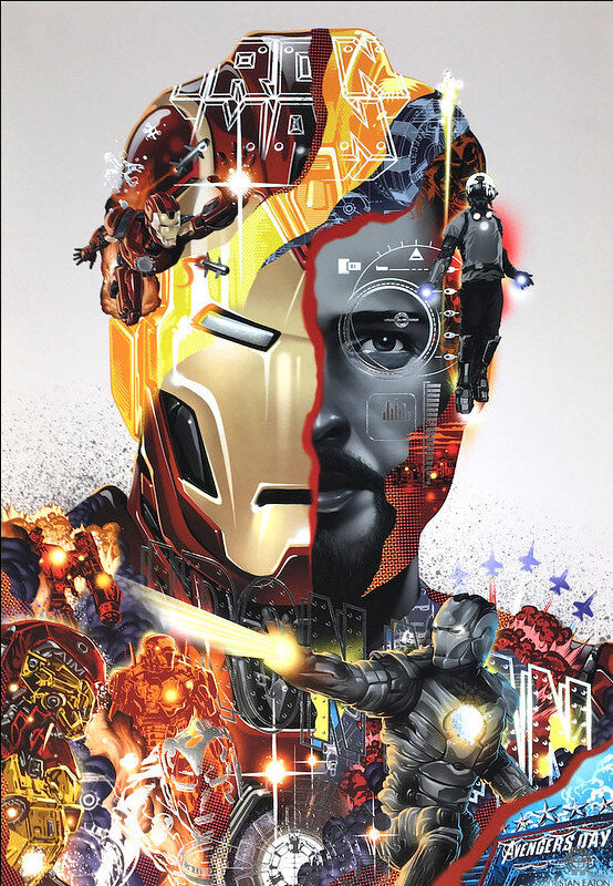 Limited edition Print IRON MAN by Tristan Eaton, featuring vibrant colors and signed by the artist.