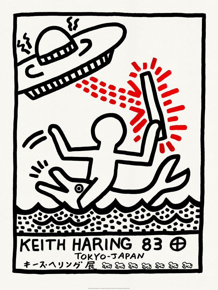 Print Keith Haring 83 featuring vibrant colors and bold lines on high-quality conservation paper.