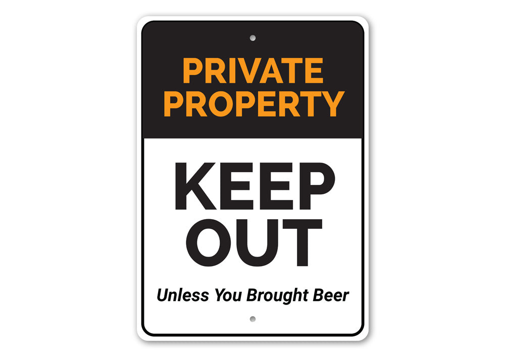 Customizable Private Property Sign made of durable aluminum, featuring pre-drilled holes for easy mounting.