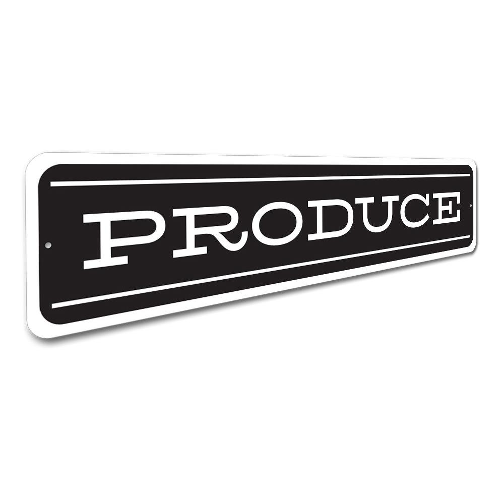 Customizable metal Produce Sign made from high-quality aluminum, featuring pre-drilled holes for easy mounting.