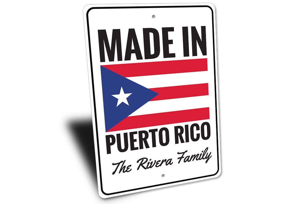 A vibrant Puerto Rican Flag Sign made of durable aluminum, showcasing the national colors and design, perfect for home decor.