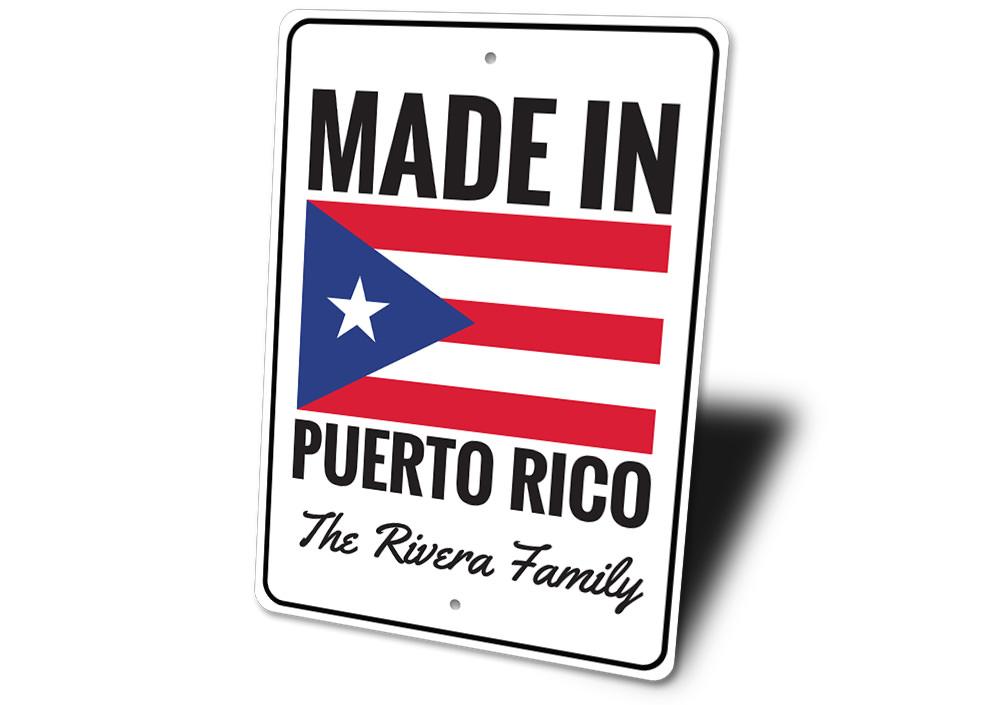 A vibrant Puerto Rican Flag Sign made of durable aluminum, showcasing the national colors and design, perfect for home decor.