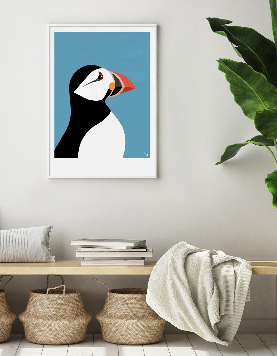 Colorful Puffin wall art showcasing vibrant colors and unique markings, perfect for home decor.