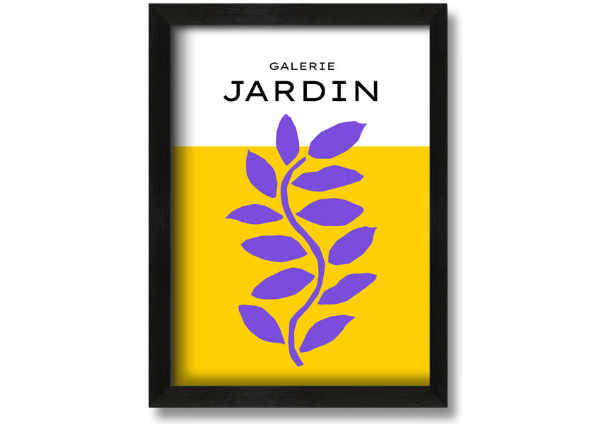 Framed print of a purple plant on a mustard yellow background, showcasing vibrant colors and artistic design.