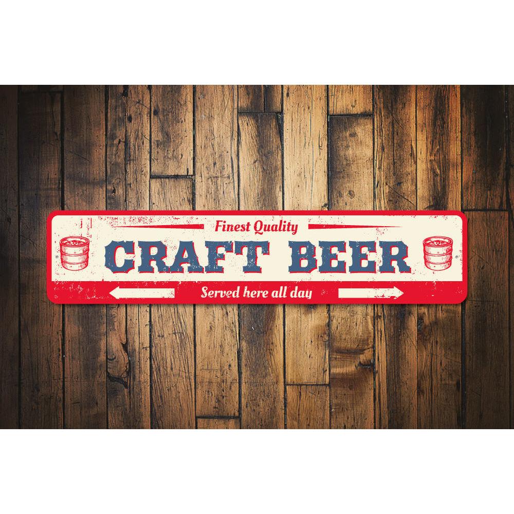 Quality Craft Beer Sign made of durable aluminum, featuring customizable text and pre-drilled holes for easy mounting.