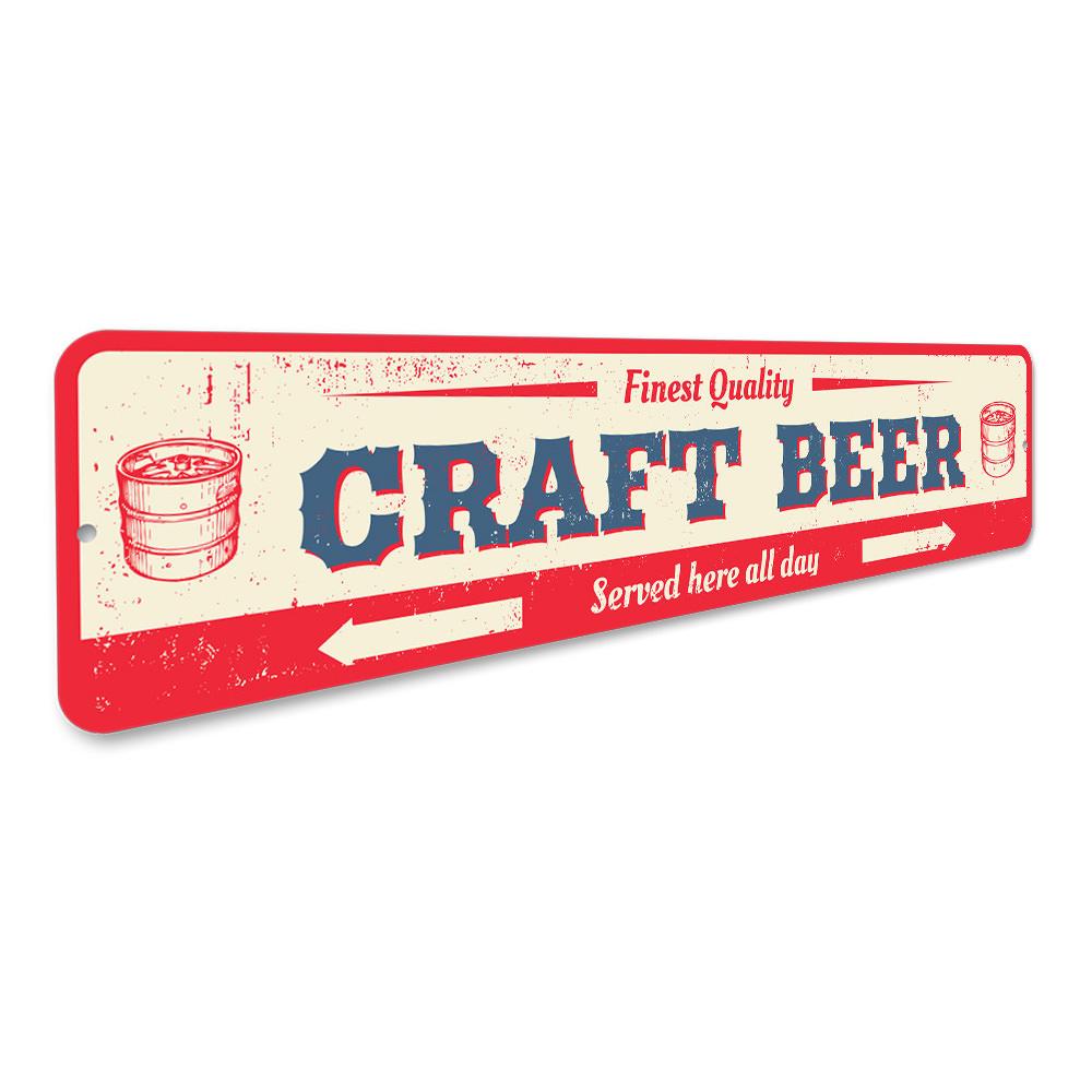 Quality Craft Beer Sign made of durable aluminum, featuring customizable text and pre-drilled holes for easy mounting.