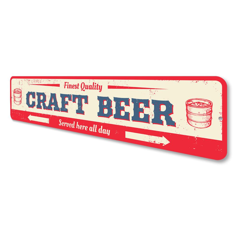 Quality Craft Beer Sign made of durable aluminum, featuring customizable text and pre-drilled holes for easy mounting.