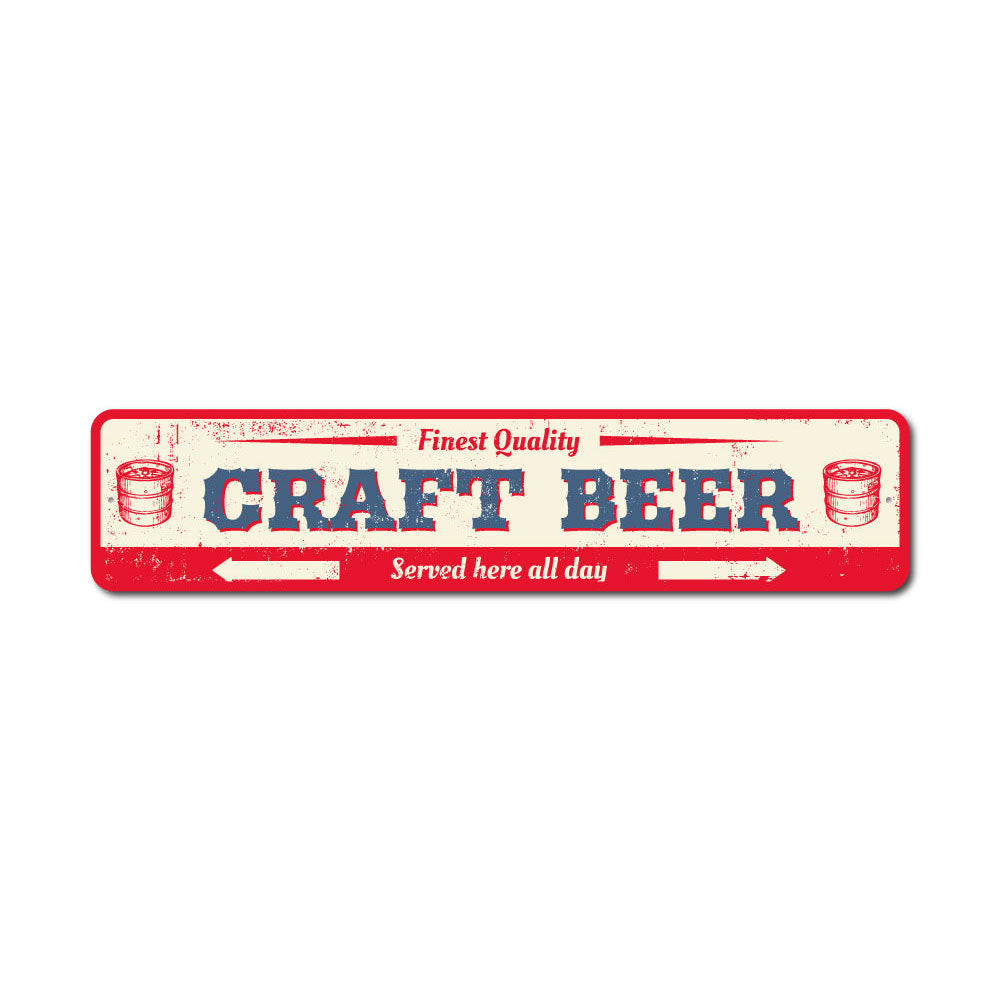 Quality Craft Beer Sign made of durable aluminum, featuring customizable text and pre-drilled holes for easy mounting.