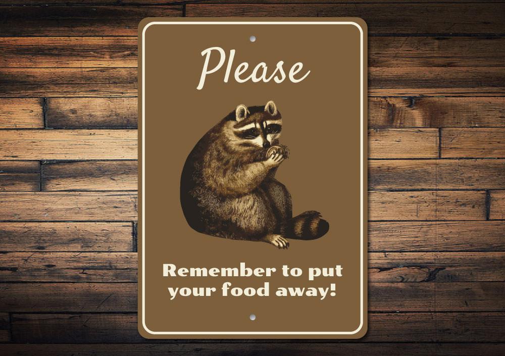 A decorative Raccoon Sign made of high-quality aluminum, showcasing a charming raccoon design, perfect for lakehouse decor.