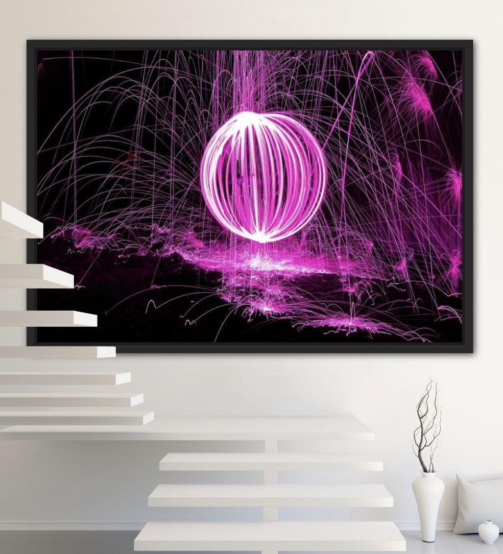 Radiant Burst Pink Firework Print featuring vibrant pink fireworks against a black background, creating a dynamic and festive atmosphere.