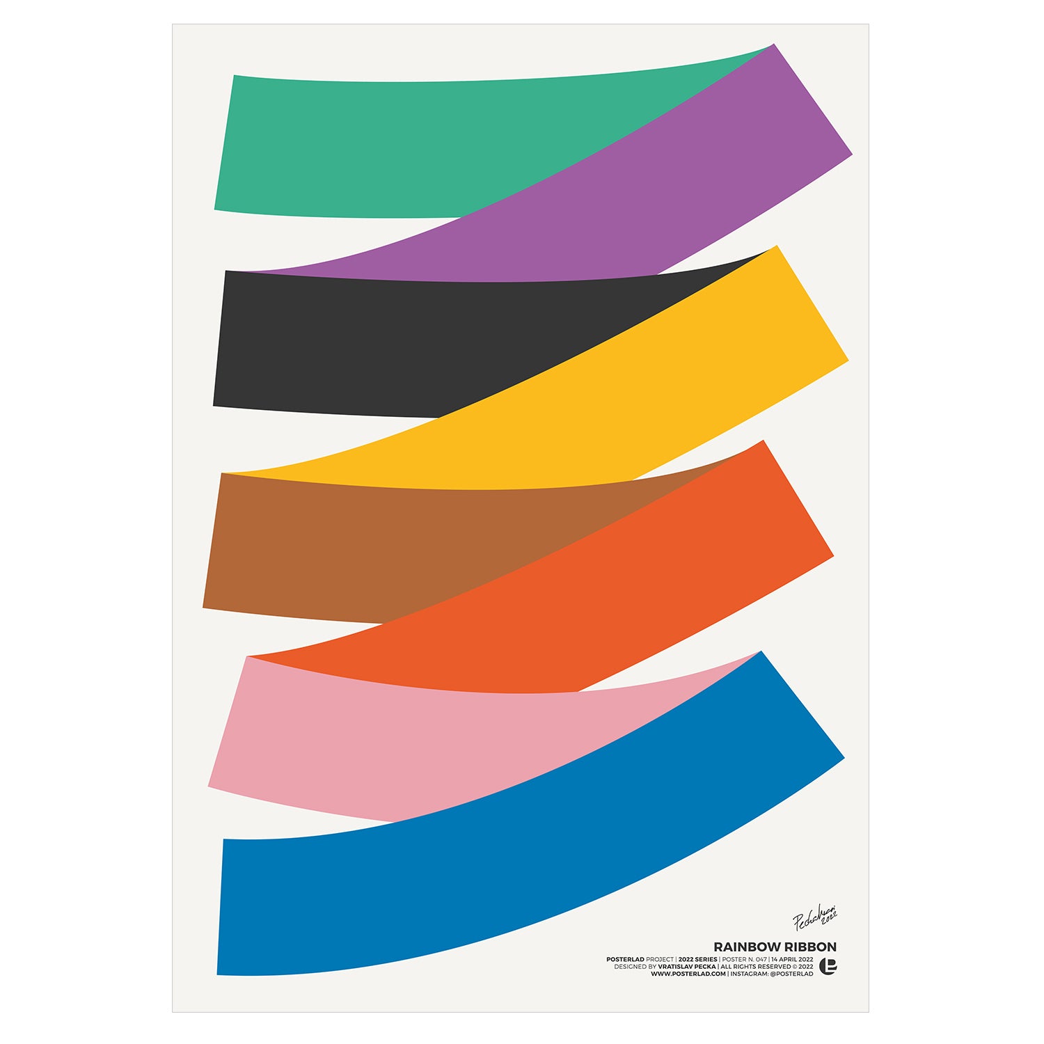 A vibrant Rainbow Ribbon poster featuring colorful stripes on thick matte paper, perfect for brightening any interior space.