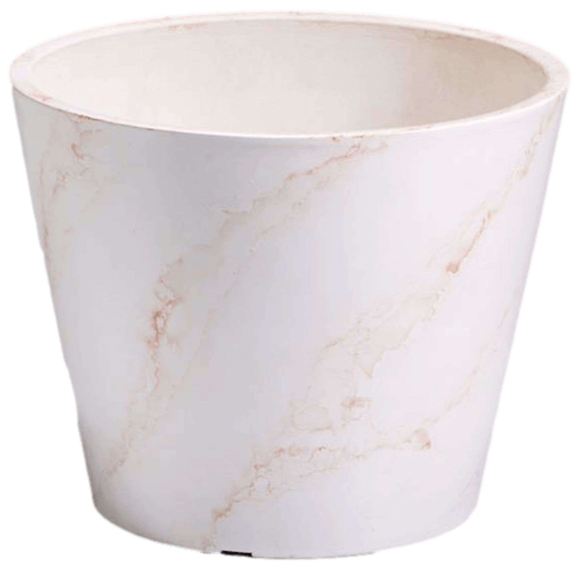 A 25cm red and white imitation marble pot made from recycled materials, showcasing a luxurious design suitable for indoor and outdoor plants.