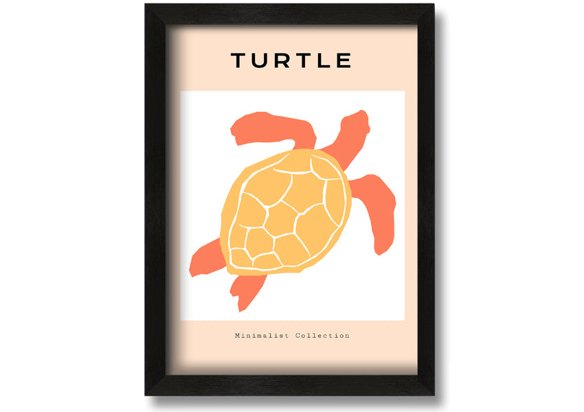 A beautifully framed print of a Reef Turtle swimming in vibrant ocean waters, showcasing intricate details and colors.