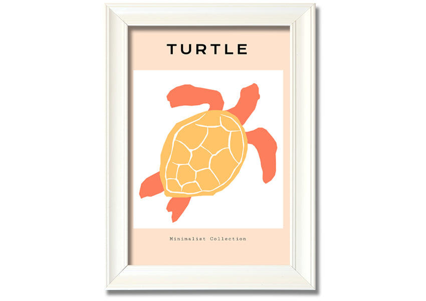 A beautifully framed print of a Reef Turtle swimming in vibrant ocean waters, showcasing intricate details and colors.