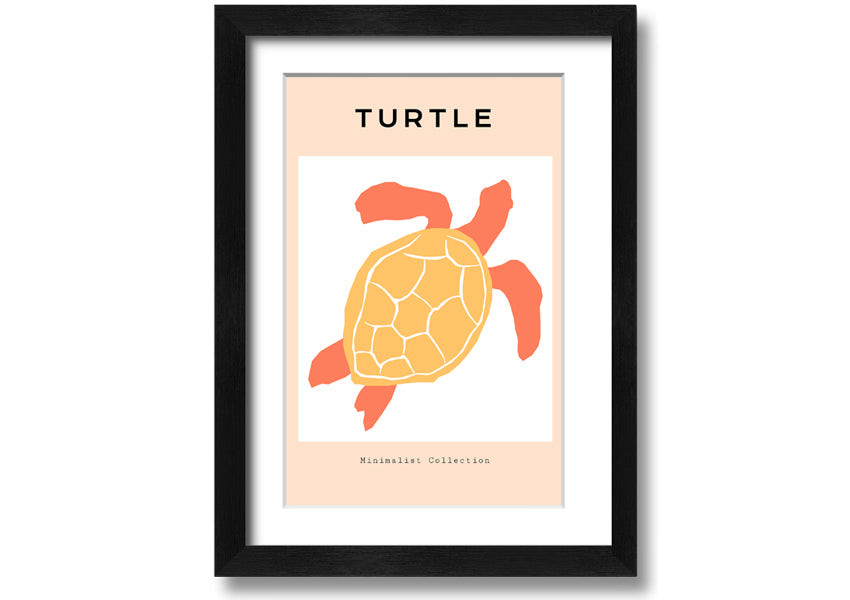 A beautifully framed print of a Reef Turtle swimming in vibrant ocean waters, showcasing intricate details and colors.