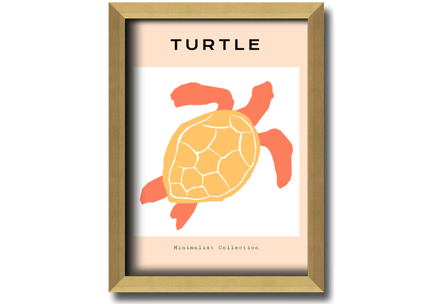 A beautifully framed print of a Reef Turtle swimming in vibrant ocean waters, showcasing intricate details and colors.