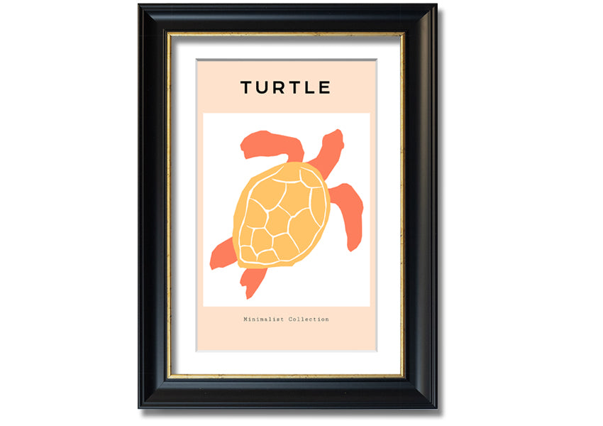 A beautifully framed print of a Reef Turtle swimming in vibrant ocean waters, showcasing intricate details and colors.