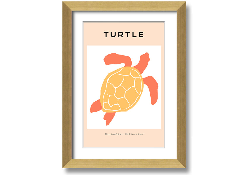 A beautifully framed print of a Reef Turtle swimming in vibrant ocean waters, showcasing intricate details and colors.