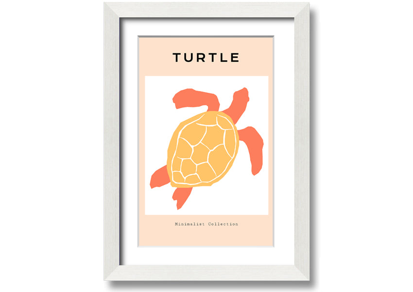 A beautifully framed print of a Reef Turtle swimming in vibrant ocean waters, showcasing intricate details and colors.