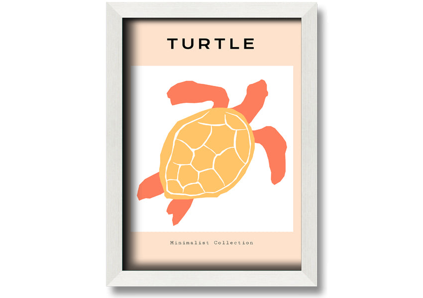 A beautifully framed print of a Reef Turtle swimming in vibrant ocean waters, showcasing intricate details and colors.