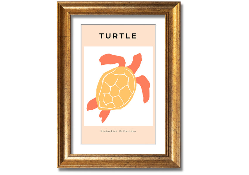 A beautifully framed print of a Reef Turtle swimming in vibrant ocean waters, showcasing intricate details and colors.