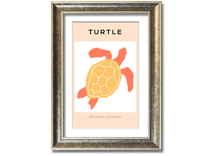 A beautifully framed print of a Reef Turtle swimming in vibrant ocean waters, showcasing intricate details and colors.