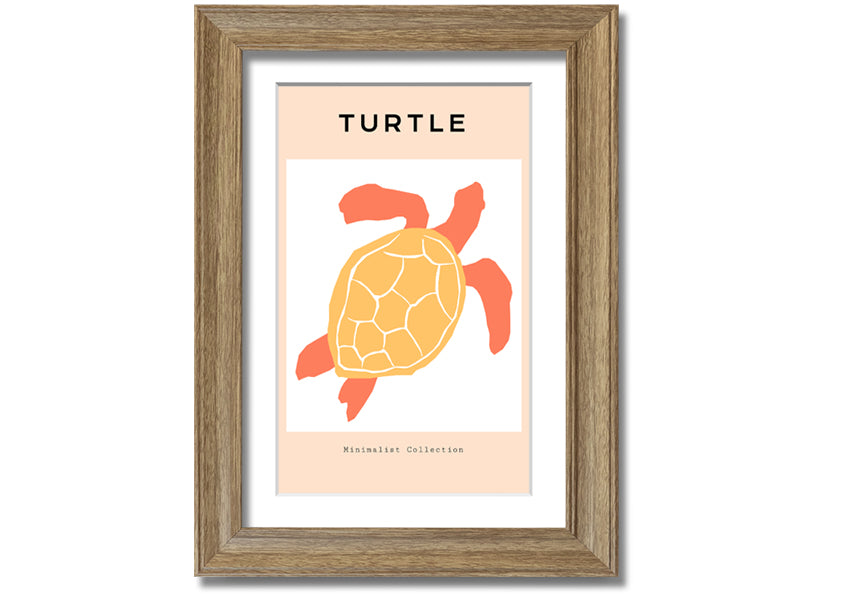 A beautifully framed print of a Reef Turtle swimming in vibrant ocean waters, showcasing intricate details and colors.