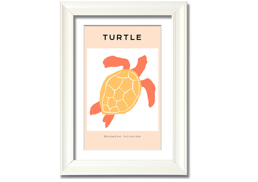 A beautifully framed print of a Reef Turtle swimming in vibrant ocean waters, showcasing intricate details and colors.